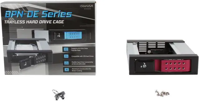Alt view image 5 of 5 - iStarUSA BPN-DE110SS-RED Trayless 5.25" to 3.5" SATA SAS 6 Gbps HDD Hot-swap Rack