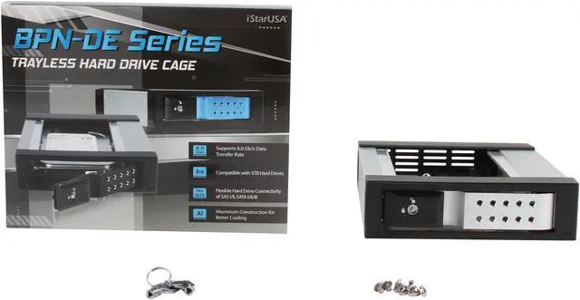 Alt view image 6 of 6 - iStarUSA BPN-DE110SS-SILVER Trayless 5.25" to 3.5" SATA SAS 6 Gbps HDD Hot-swap Rack