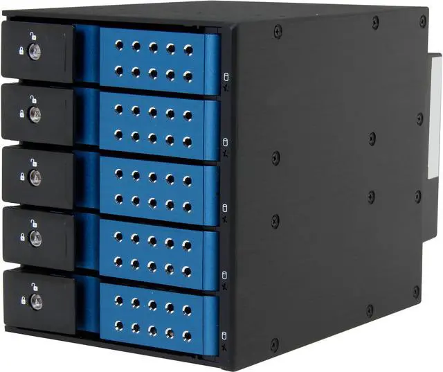 Main image of iStarUSA BPN-DE350SS-BLUE Trayless 3 x 5.25" to 5 x 3.5" SAS SATA 6 Gbps HDD Hot-swap Rack