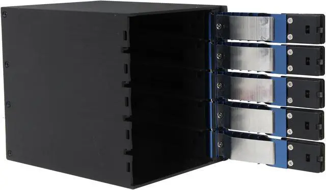 Alt view image 5 of 6 - iStarUSA BPN-DE350SS-BLUE Trayless 3 x 5.25" to 5 x 3.5" SAS SATA 6 Gbps HDD Hot-swap Rack