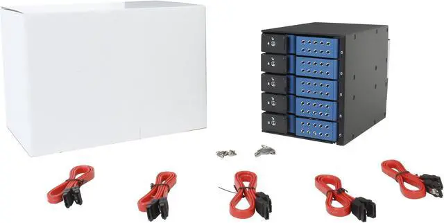 Alt view image 6 of 6 - iStarUSA BPN-DE350SS-BLUE Trayless 3 x 5.25" to 5 x 3.5" SAS SATA 6 Gbps HDD Hot-swap Rack