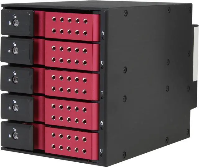 Main image of iStarUSA BPN-DE350SS-RED 3 x 5.25" to 5 x 3.5" SAS/SATA 6.0 Gb/s Trayless Hot-Swap Cage