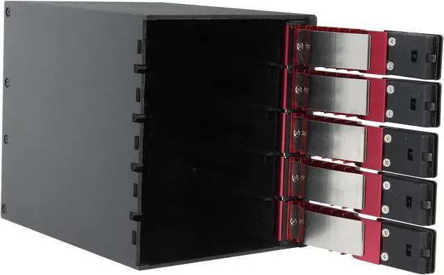 Alt view image 5 of 6 - iStarUSA BPN-DE350SS-RED 3 x 5.25" to 5 x 3.5" SAS/SATA 6.0 Gb/s Trayless Hot-Swap Cage