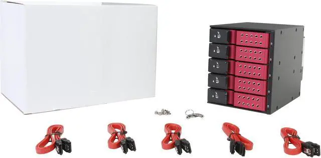 Alt view image 6 of 6 - iStarUSA BPN-DE350SS-RED 3 x 5.25" to 5 x 3.5" SAS/SATA 6.0 Gb/s Trayless Hot-Swap Cage