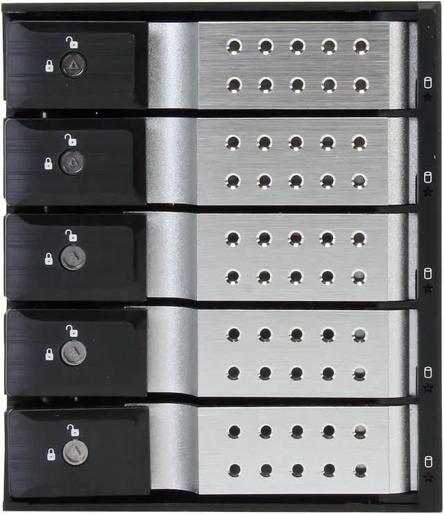 Alt view image 2 of 6 - iStarUSA BPN-DE350SS-SILVER 3x5.25" to 5x3.5" SAS/SATA 6.0 Gb/s Trayless Hot-Swap Cage