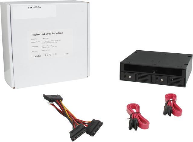 Alt view image 7 of 7 - iStarUSA T-5K225T-SA 5.25" to Slim ODD and 2x2.5" SATA 6Gb/s Trayless Hot-Swap Cage