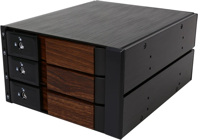 Main image of iStarUSA BPN-DE230SS-WB 2x5.25" to 3x3.5" SAS/SATA 6.0 Gb/s Trayless Hot-Swap Cage with Wood Look Bezel