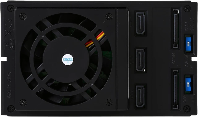 Alt view image 4 of 7 - iStarUSA BPN-DE230SS-WB 2x5.25" to 3x3.5" SAS/SATA 6.0 Gb/s Trayless Hot-Swap Cage with Wood Look Bezel