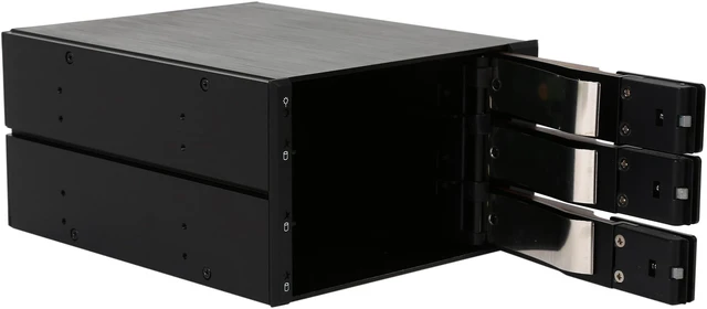 Alt view image 6 of 7 - iStarUSA BPN-DE230SS-WB 2x5.25" to 3x3.5" SAS/SATA 6.0 Gb/s Trayless Hot-Swap Cage with Wood Look Bezel