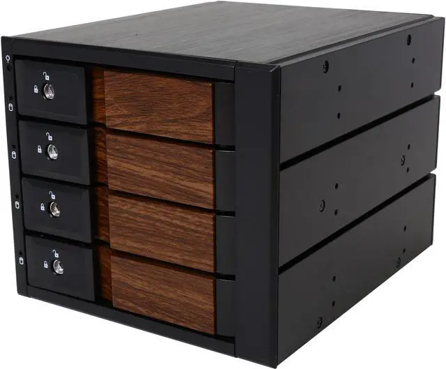 Main image of iStarUSA BPN-DE340SS-WB 3x5.25" to 4x3.5" SAS/SATA 6.0 Gb/s Trayless Hot-Swap Cage with Wood Look Bezel