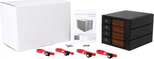 Alt view image 8 of 7 - iStarUSA BPN-DE340SS-WB 3x5.25" to 4x3.5" SAS/SATA 6.0 Gb/s Trayless Hot-Swap Cage with Wood Look Bezel