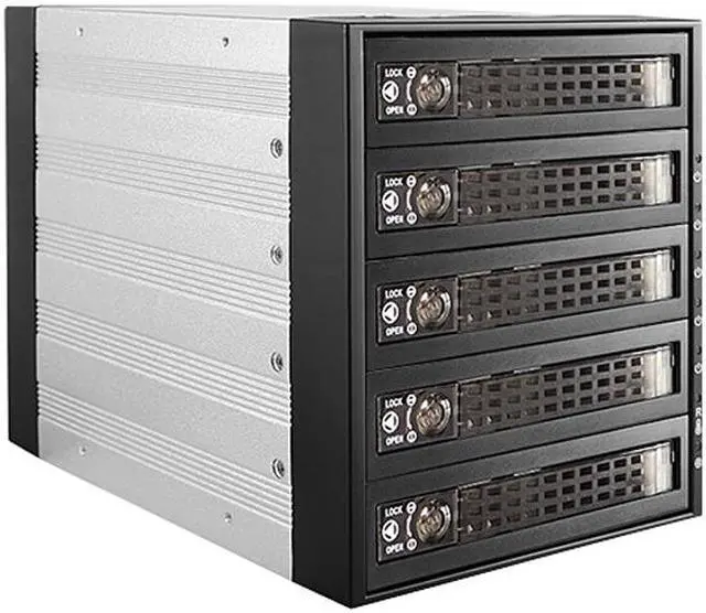 Main image of iStarUSA BPU-350SATA-KL 3x 5.25" to 5x 3.5" 2.5" SAS SATA 6 Gbps HDD SSD Hot-swap Rack with Key Lock