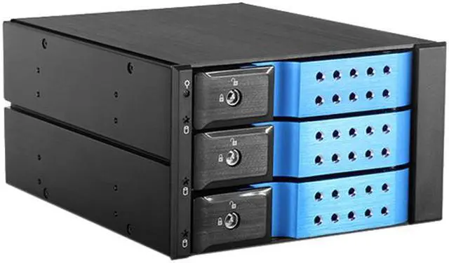 Alt view image 2 of 5 - iStarUSA BPN-DE230HD-BLUE Trayless 2 x 5.25" to 3 x 3.5" 12Gb/s HDD Hot-swap Rack