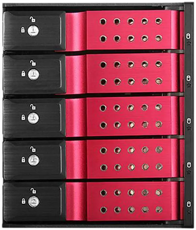 Main image of iStarUSA BPN-DE350HD-RED Trayless 3 x 5.25" to 5 x 3.5" 12Gb/s HDD Hot-swap Rack