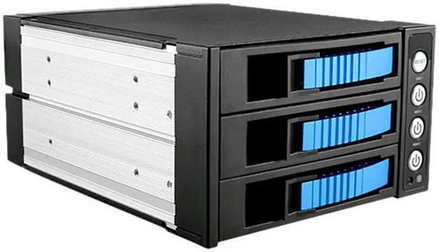 Alt view image 2 of 5 - iStarUSA BPU-230HD-BLUE 2 x 5.25" to 3 x 3.5" 2.5" 12Gb/s HDD SSD Hot-swap Rack