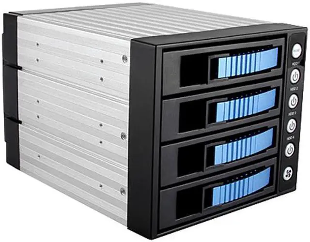 Alt view image 2 of 5 - iStarUSA BPU-340HD-BLUE 3 x 5.25" to 4 x 3.5" 2.5" 12Gb/s HDD SSD Hot-swap Rack