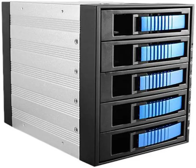 Alt view image 2 of 5 - iStarUSA BPU-350HD-BLUE 3 x 5.25" to 5 x 3.5" 2.5" 12Gb/s HDD SSD Hot-swap Rack