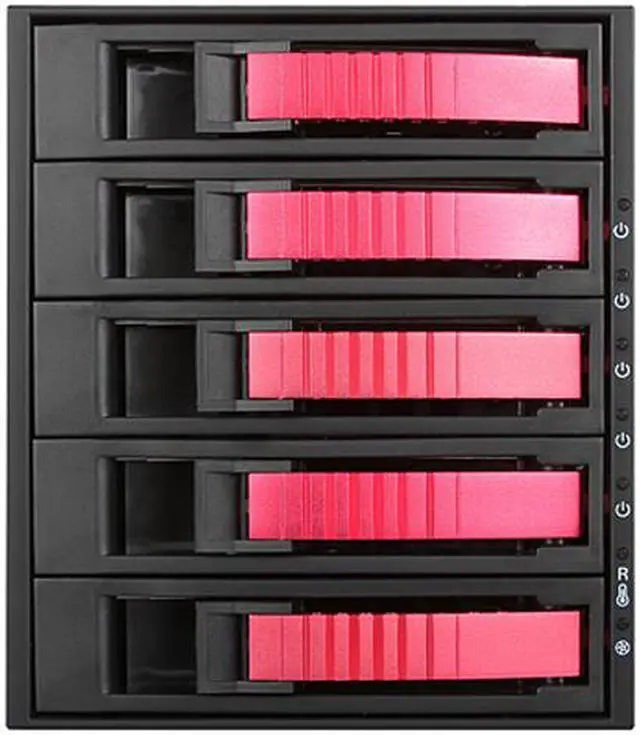 Main image of iStarUSA BPU-350HD-RED 3 x 5.25" to 5 x 3.5" 2.5" 12Gb/s HDD SSD Hot-swap Rack