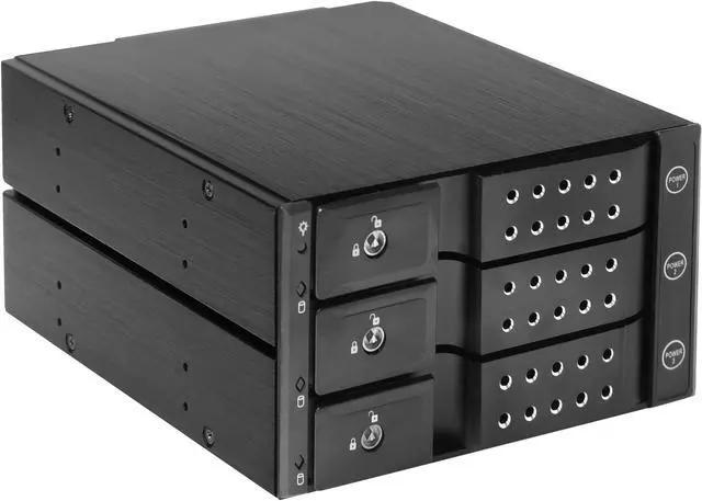 Main image of iStarUSA BPN-DE230P-BLACK Trayless 2x 5.25" to 3x 3.5" 12Gb/s HDD Hot-swap Rack with Independent HDD Power Switch