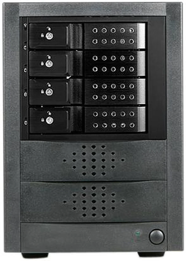 Alt view image 2 of 3 - iStarUSA JAGE5BT4HDBK-DE 4 x Hotswap 3.5" Drive Bays SAS/SATA 12Gb/s SFF-8644 Trayless Hotswap JBOD Enclosure - Black HDD Handle