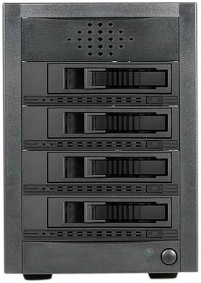Alt view image 2 of 4 - iStarUSA JAGE5BT4HDBK-M1 4 x Hotswap 3.5" Drive Bays SAS/SATA 12Gb/s SFF-8644 Hotswap JBOD Enclosure - Black HDD Handle
