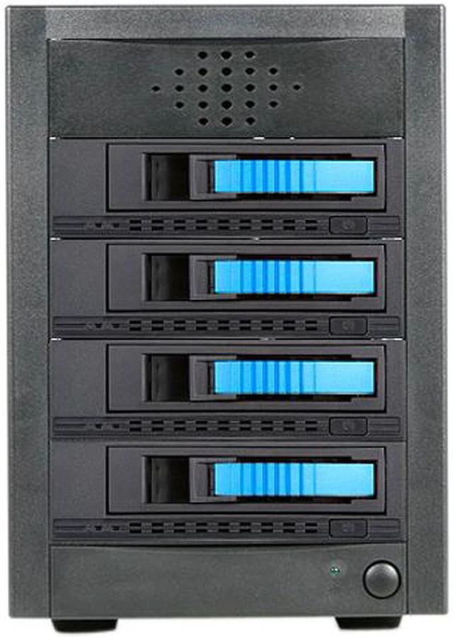 Main image of iStarUSA JAGE5BT4HDBL-M1 4 x Hotswap 3.5" Drive Bays SAS/SATA 12Gb/s SFF-8644 Hotswap JBOD Enclosure - Blue HDD Handle