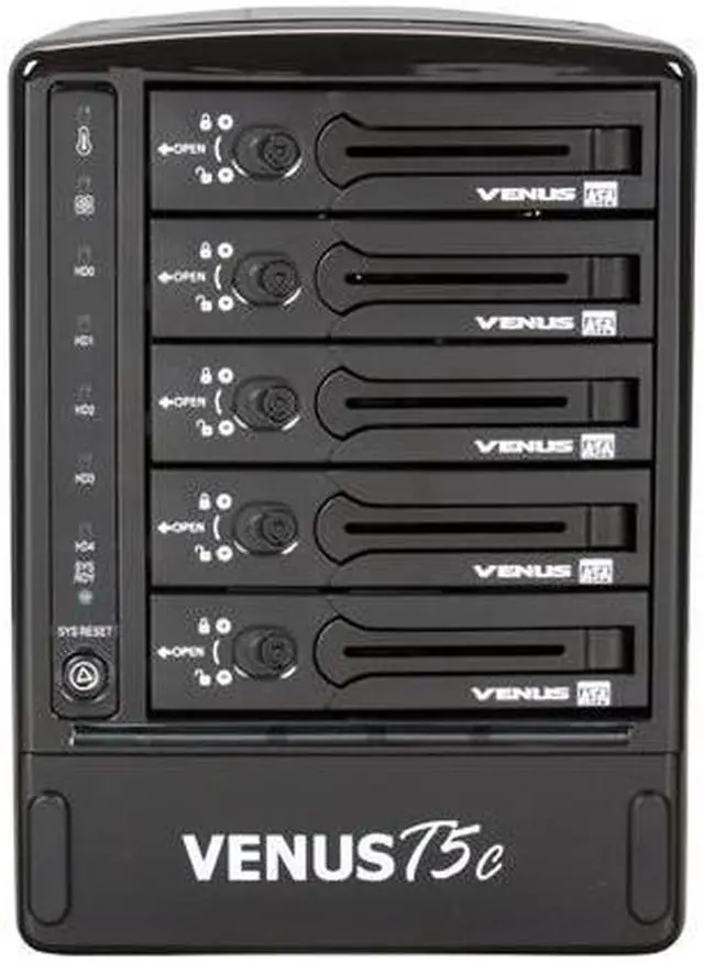 Alt view image 2 of 7 - AMS VENUS T5C DS-2350C RAID levels: JBOD, Clone, 0, 1, 3, 5 and 10 5 3.5" Drive Bays eSATA + USB 3.0 5-Bay SATA RAID Sub-System