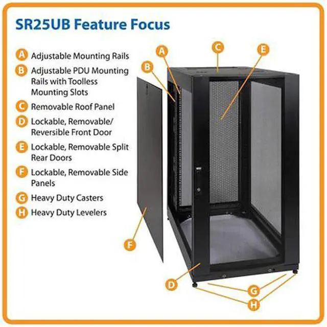 Alt view image 3 of 3 - Tripp Lite SR25UB 25U Rack Enclosure Server Cabinet