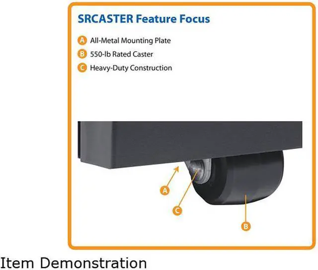 Alt view image 2 of 2 - TRIPP LITE SRCASTER Heavy-Duty Rolling Caster Kit for SR4POST