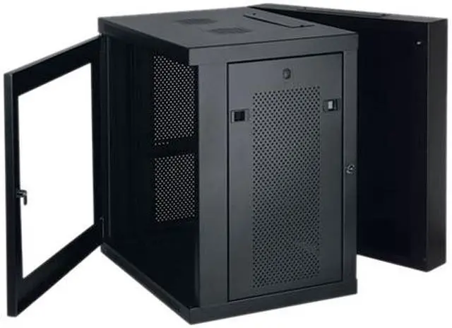 Alt view image 3 of 3 - Tripp Lite 12U Wall-Mount Rack Enclosure Cabinet with Clear Acrylic Window, Hinged Back, Switch-Depth (SRW12USG)