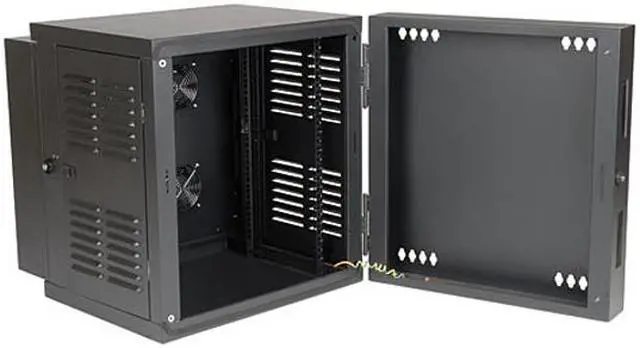 Alt view image 3 of 6 - Tripp Lite 12U Wall-Mount Rack Enclosure Cabinet for Harsh Environments (NEMA 12), Hinged Back, Switch-Depth (SRW12USNEMA)