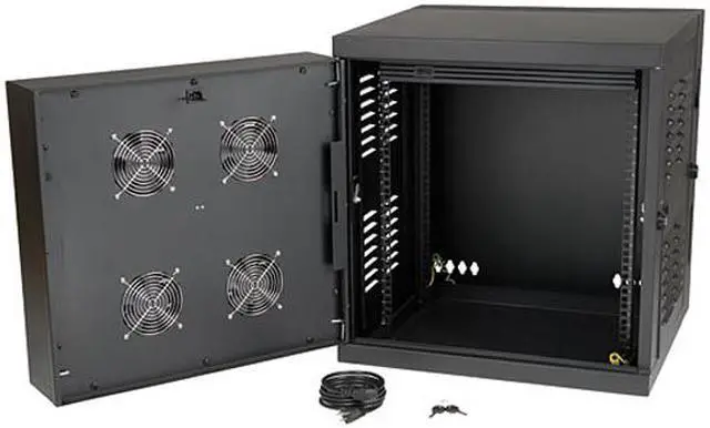 Alt view image 6 of 6 - Tripp Lite 12U Wall-Mount Rack Enclosure Cabinet for Harsh Environments (NEMA 12), Hinged Back, Switch-Depth (SRW12USNEMA)
