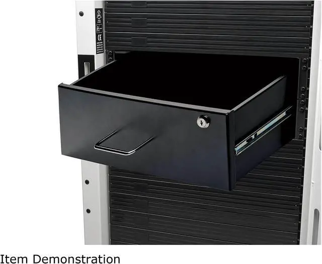 Alt view image 7 of 9 - 4U drawer mounts in EIA-standard 19 in. 2-post rack to store tools, notes, cables, computer discs and other essential rack equipment accessories up to 50 lb