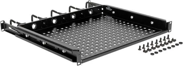 Alt view image 6 of 6 - TRIPP LITE SRWSHELF4P1U Cantilevered Steel Rack Shelf - 1U, Vented, Integrated Cable Rings, 14.2 in. Deep, Holds up to 50 lbs.