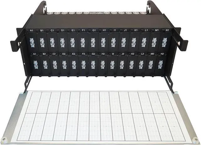 Alt view image 3 of 4 - Tripp Lite Enclosure for 28 High-Density Fiber Cassettes, 4U Rack Mount Patch Panel, 10 Gb, 40 Gb and 100/120 Gb Equipment, Up to 336 Duplex LC Ports (N482-04U)