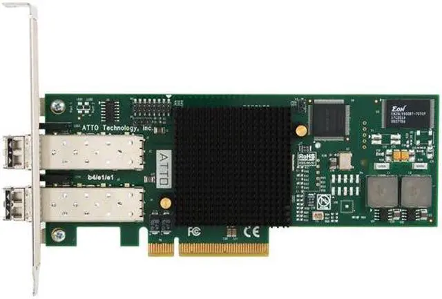 Alt view image 2 of 5 - ATTO CTFC-82EN-000 PCI-Express 2.0 x8 Fibre Channel Dual-Channel 8Gb/s Fibre Channel PCIe 2.0 Host Bus Adapter