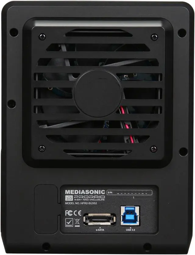 Alt view image 4 of 6 - Mediasonic HFR2-SU3S2 PRORAID Box 4 Bay Raid 3.5" SATA Hard Drive Enclosure with USB 3.0 & eSATA