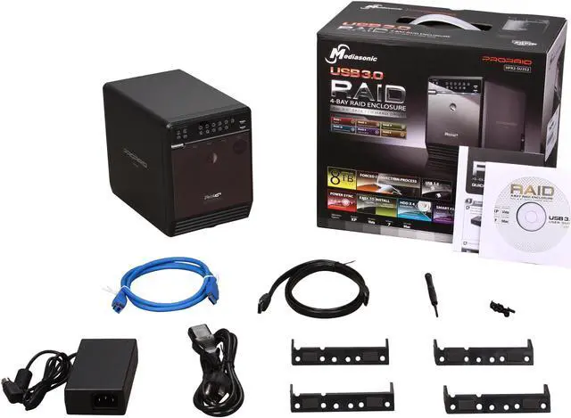 Alt view image 6 of 6 - Mediasonic HFR2-SU3S2 PRORAID Box 4 Bay Raid 3.5" SATA Hard Drive Enclosure with USB 3.0 & eSATA