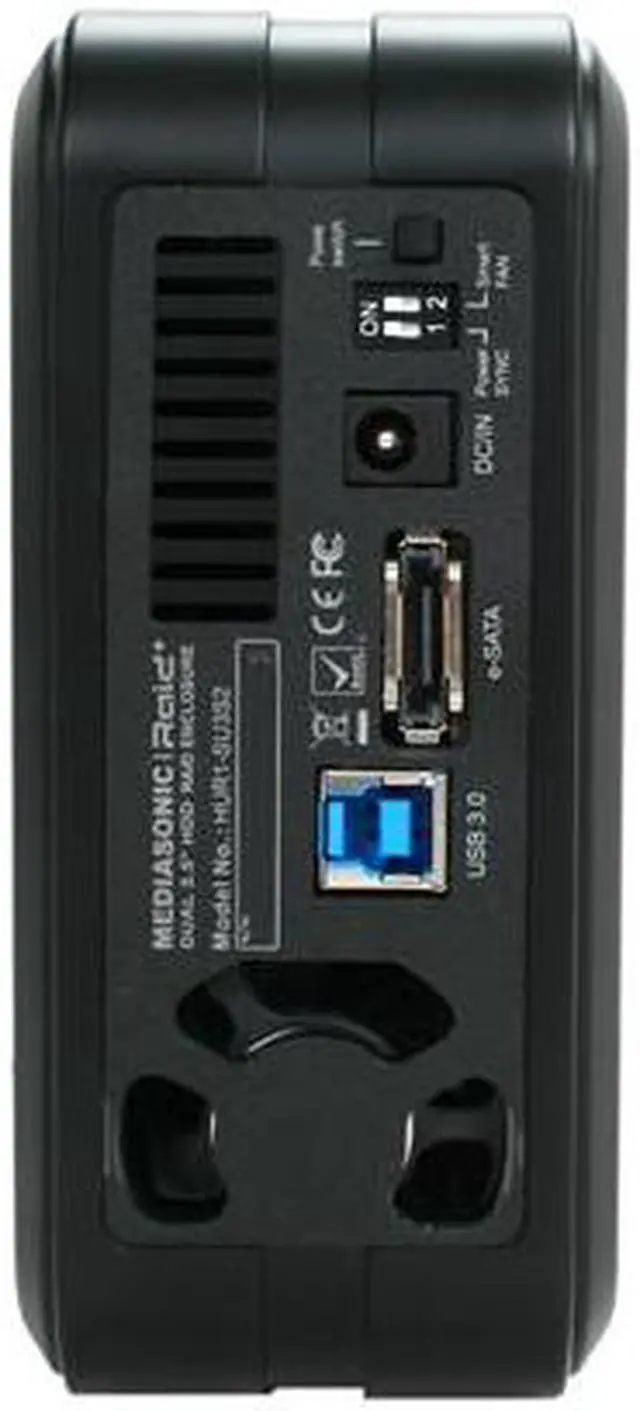 Alt view image 4 of 5 - Mediasonic HUR1-SU3S2 2-Bay RAID 0/1/Single USB 3.0/eSATA 3.5" SATA HDD Enclosure
