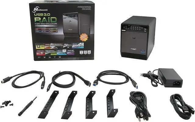 Alt view image 7 of 7 - Mediasonic HFR2-SU3S2FW Raid 0 (Spanning) JBOD  Raid 0 (Stripping)  Raid 1 (Mirroring)  Raid 3 (Stripped set with dedicated parity)  Raid 5 (Striped set with distributed parity)  Raid 10 (Mirroring + Striping) 4 3.5" Drive Bays USB 3.0  eSA