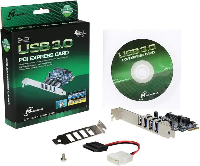 Alt view image 5 of 5 - Mediasonic HP1-U34F PCI Express 4 Ports External USB 3.0 PCI Express Card