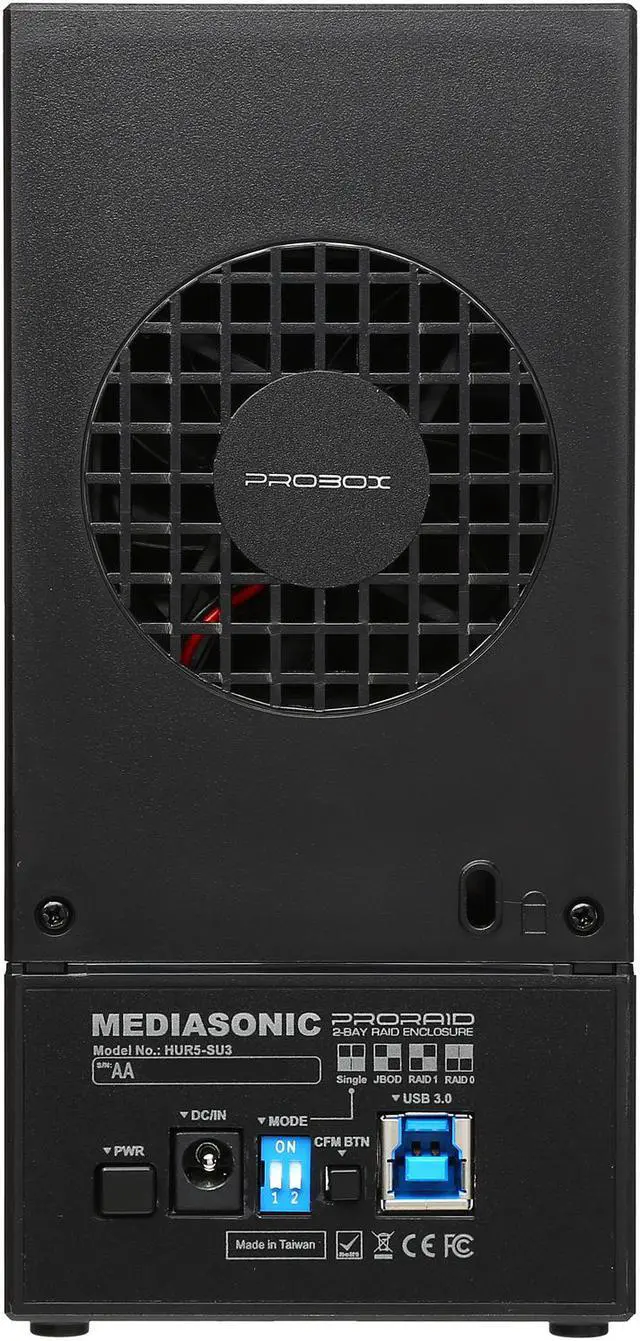 Alt view image 5 of 6 - Mediasonic ProRaid HUR5-SU3 2 Bay 3.5" SATA Hard Drive Enclosure