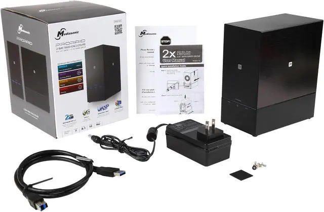 Alt view image 7 of 6 - Mediasonic ProRaid HUR5-SU3 2 Bay 3.5" SATA Hard Drive Enclosure