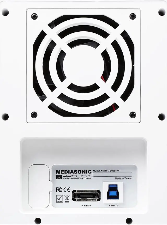 Alt view image 4 of 7 - Mediasonic HF7-SU3S3-WT 4 x 3.5" Drive Bays e-SATA, USB 3.0 ProBox SATA III Hard Drive Enclosure