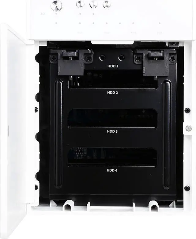 Alt view image 6 of 7 - Mediasonic HF7-SU3S3-WT 4 x 3.5" Drive Bays e-SATA, USB 3.0 ProBox SATA III Hard Drive Enclosure