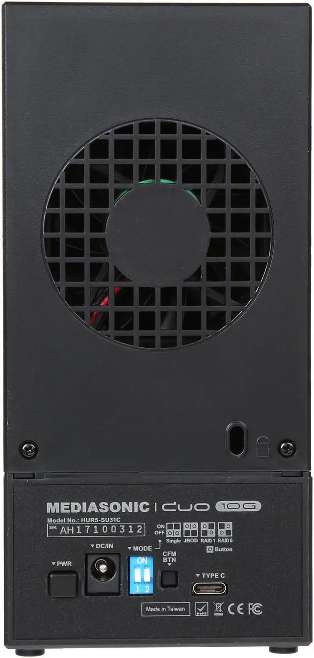 Alt view image 5 of 6 - Mediasonic ProRaid HUR5-SU31C 2 Bay 2.5-inch & 3.5-inch SATA Hard Drive Enclosure - USB 3.1 GEN-II 10 Gbps & USB-C