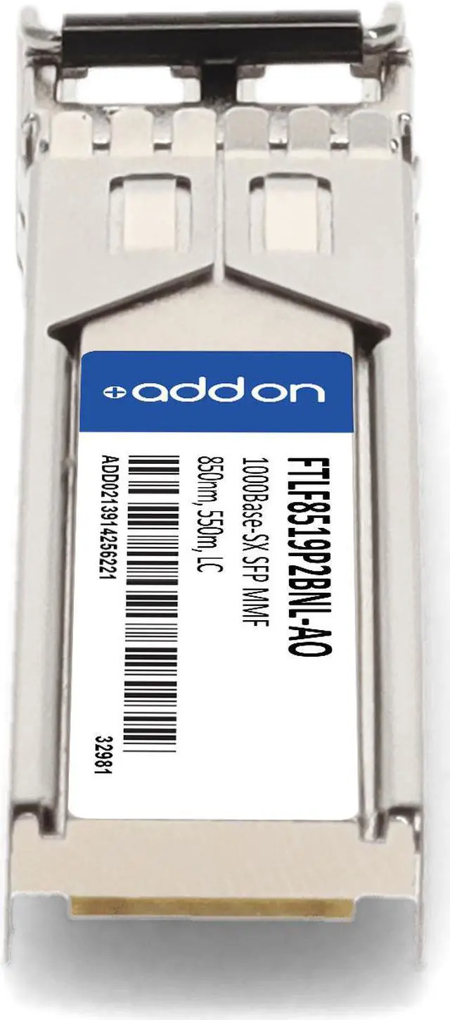 Alt view image 4 of 8 - Finisar® FTLF8519P2BNL Compatible TAA 1000Base-SX SFP Transceiver (MMF, 850nm, 550m, LC, DOM)