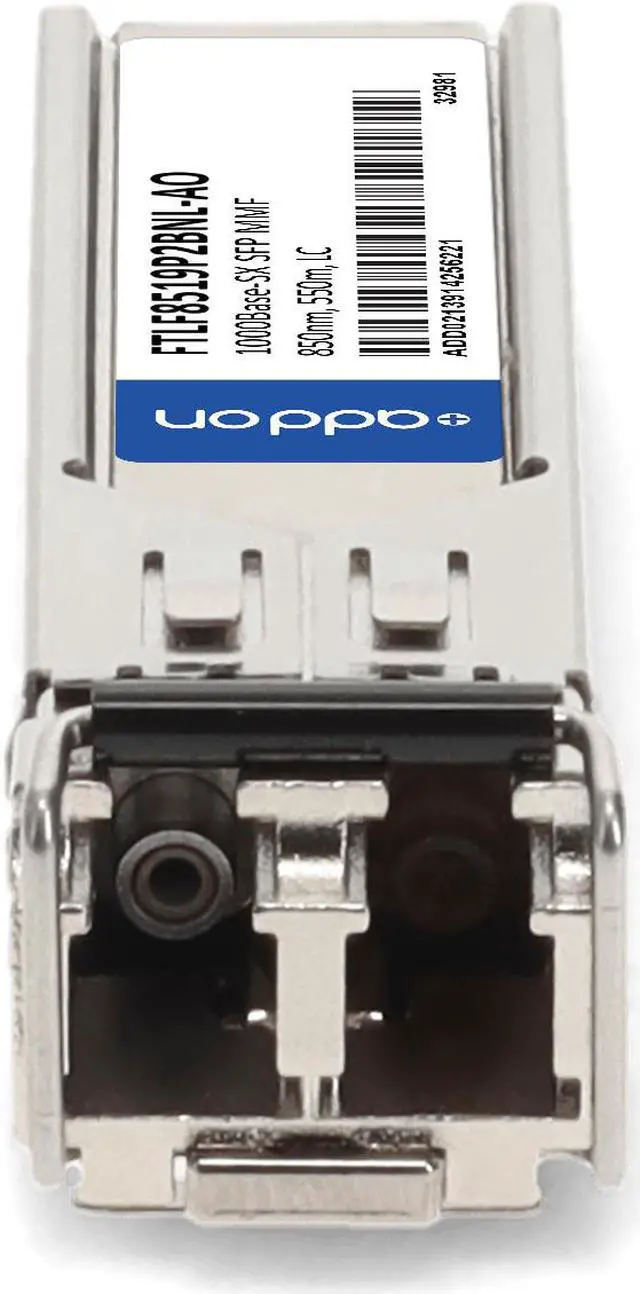 Alt view image 8 of 8 - Finisar® FTLF8519P2BNL Compatible TAA 1000Base-SX SFP Transceiver (MMF, 850nm, 550m, LC, DOM)