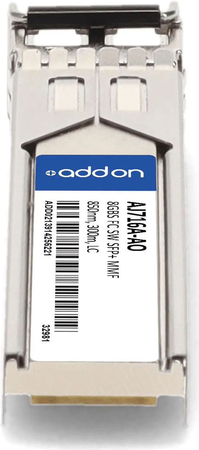 Alt view image 4 of 8 - HP® AJ716A Compatible TAA Compliant 8GBase-SW Fibre Channel SFP+ Transceiver (MMF, 850nm, 300m, LC)