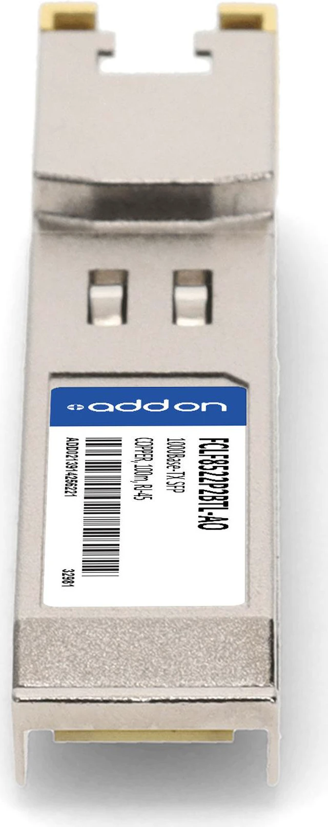 Alt view image 4 of 8 - Finisar® FCLF8522P2BTL Compatible TAA 10/100/1000Base-TX SFP Transceiver (Copper, 100m, RJ-45)